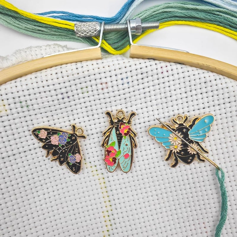 MAGNEECH 3Pcs Insect Themed Needle Minder, Magnetic Pin Holder for Cross Stitch, Needlework and Embroidery Accessories - Keep Your Needles Secure（ Bees，Butterflies，Cicadas） - Image 1